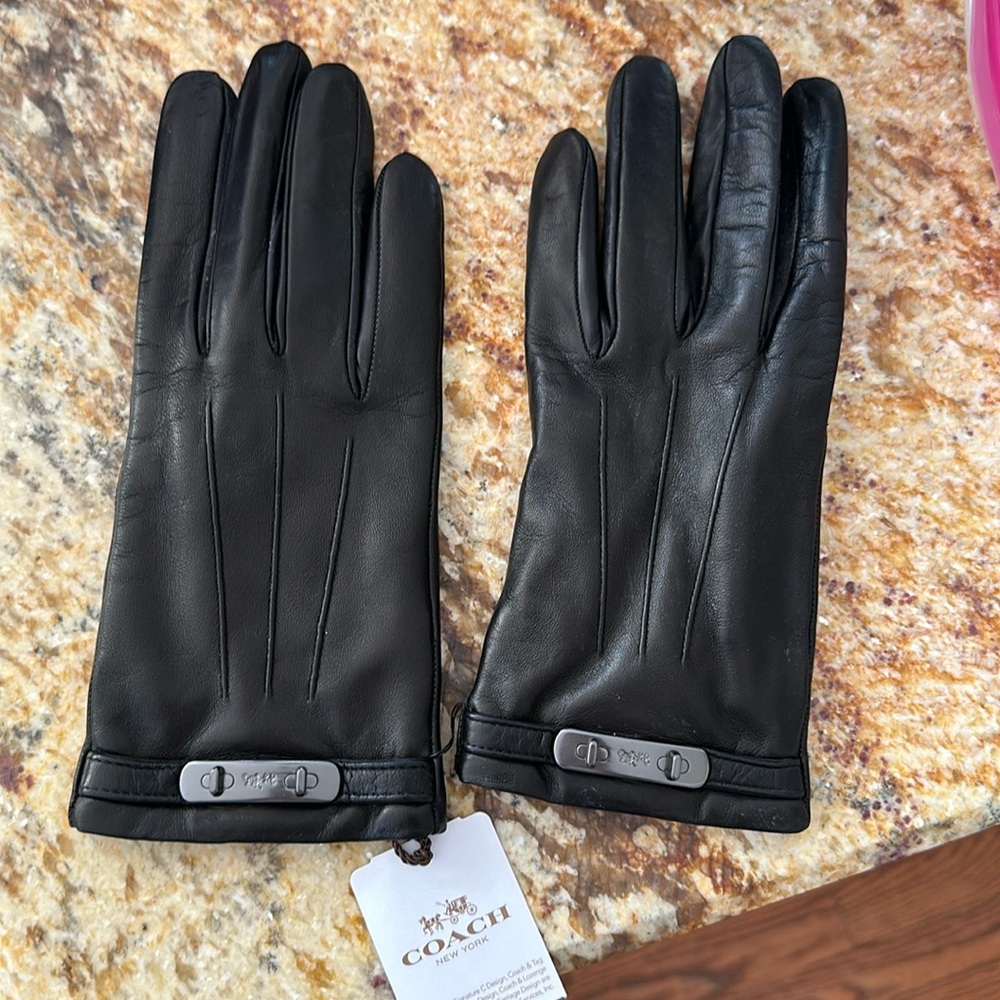 NWT - COACH leather and wool women’s gloves (size 7)